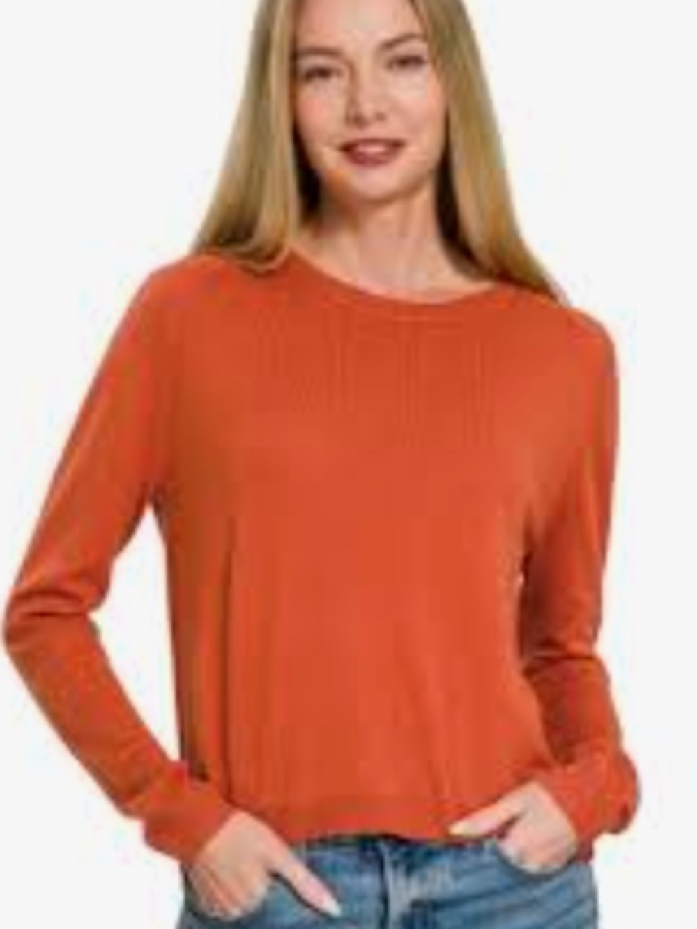 #1171 Zenana Lightweight Wool Blend Round Neck Sweater